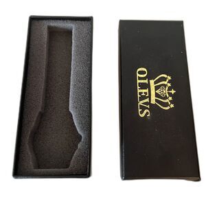 1970-1980s Vintage Black OLEVS Mens Dress Watch Jewelry Box Packaging